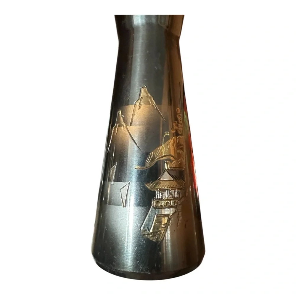Fine Arts Japanese Mixed Metal Gold Bronze & Silver Antique Vase